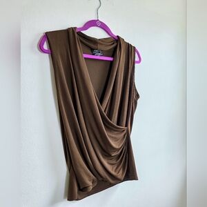 Vintage Y2K Wrap-Style Top Granola Earthy